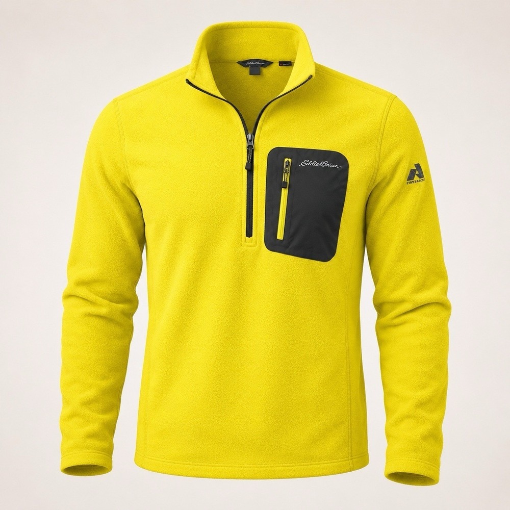 Eddie Bauer First Ascent Fleece 1/4 Zip Pullover Men's XL Tall Yellow Polartec